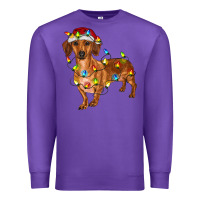 Purple dachshund with christmas lights Premium Sweatshirt - RanaPortraitStore