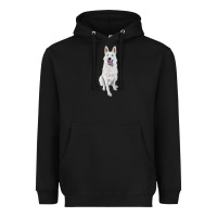 Black Hand Drawing White Shepherd Heavyweight Hoodie - RanaPortraitStore