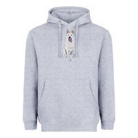 Heather Grey Hand Drawing White Shepherd Heavyweight Hoodie - RanaPortraitStore