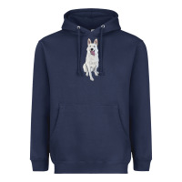 Navy Hand Drawing White Shepherd Heavyweight Hoodie - RanaPortraitStore