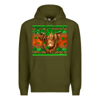 Army Green st patricks day long haired cow Premium Hoodie - Jasminsmagicworld