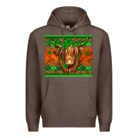Coffee st patricks day long haired cow Premium Hoodie - Jasminsmagicworld
