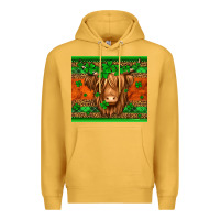Mustard st patricks day long haired cow Premium Hoodie - Jasminsmagicworld