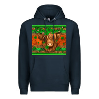 Navy st patricks day long haired cow Premium Hoodie - Jasminsmagicworld