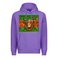 Purple st patricks day long haired cow Premium Hoodie - Jasminsmagicworld