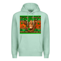 Seafoam st patricks day long haired cow Premium Hoodie - Jasminsmagicworld