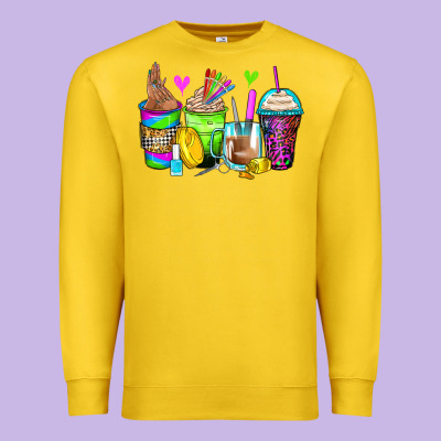 Nail Art Coffee Cups Premium Sweatshirt Designed By Zillion Design Studio