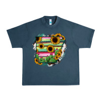 Midnight Navy Arkansas Map Sunflower Cactus Serape Urban Heavy Tee - RanaPortraitStore