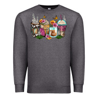 Charcoal Heather floral coffee cups Premium Sweatshirt - Zillion Design Studio