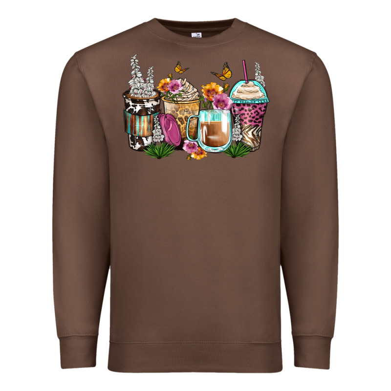 Floral Coffee Cups Premium Sweatshirt by Zillion Design Studio | Teevron
