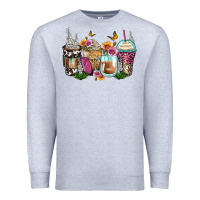 Heather Grey floral coffee cups Premium Sweatshirt - Zillion Design Studio
