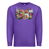 Purple floral coffee cups Premium Sweatshirt - Zillion Design Studio