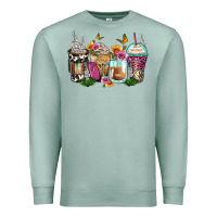 Seafoam floral coffee cups Premium Sweatshirt - Zillion Design Studio