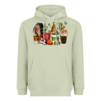Matcha coffee cups indian headdress Heavyweight Hoodie - texasbilliewilder