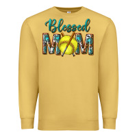 Antique Gold western blessed mom with softball Premium Sweatshirt - texasbilliewilder