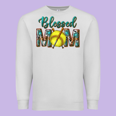 Western Blessed Mom With Softball Premium Sweatshirt Designed By Texasbilliewilder