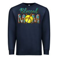 Navy western blessed mom with softball Premium Sweatshirt - texasbilliewilder