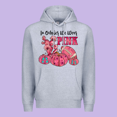 In October We Wear Pink Premium Hoodie Designed By Jahusdesignshop
