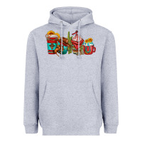 Heather Grey cowboy coffee cups Heavyweight Hoodie - texasbilliewilder