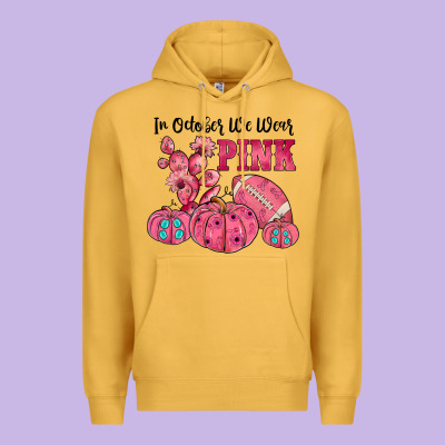 In October We Wear Pink Premium Hoodie Designed By Jahusdesignshop