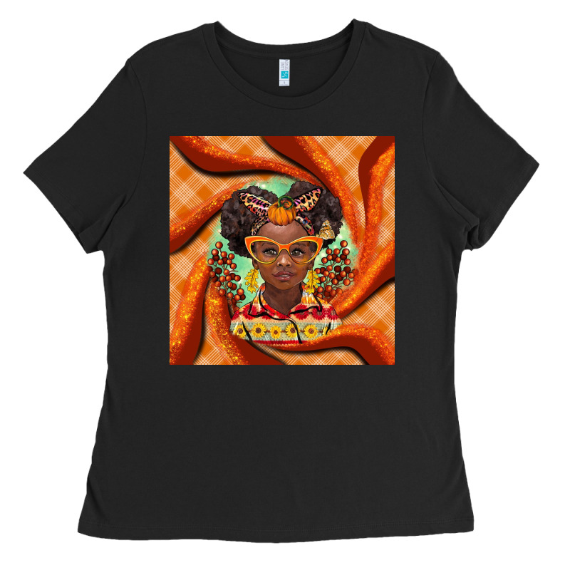 Fall African Girl Ladies Tee by BarkalooDesign | Teevron