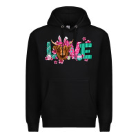 Black love easter floral longhaired cow Premium Hoodie - Jasminsmagicworld