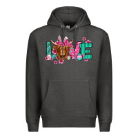 Charcoal Heather love easter floral longhaired cow Premium Hoodie - Jasminsmagicworld