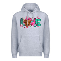 Heather Grey love easter floral longhaired cow Premium Hoodie - Jasminsmagicworld