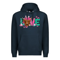 Navy love easter floral longhaired cow Premium Hoodie - Jasminsmagicworld