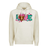 Oatmeal Heather love easter floral longhaired cow Premium Hoodie - Jasminsmagicworld