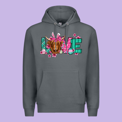 Love Easter Floral Longhaired Cow Premium Hoodie Designed By Jasminsmagicworld