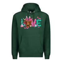 Sports Green love easter floral longhaired cow Premium Hoodie - Jasminsmagicworld
