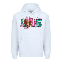 White love easter floral longhaired cow Premium Hoodie - Jasminsmagicworld