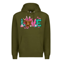 Army Green love easter floral longhaired cow Premium Hoodie - Jasminsmagicworld
