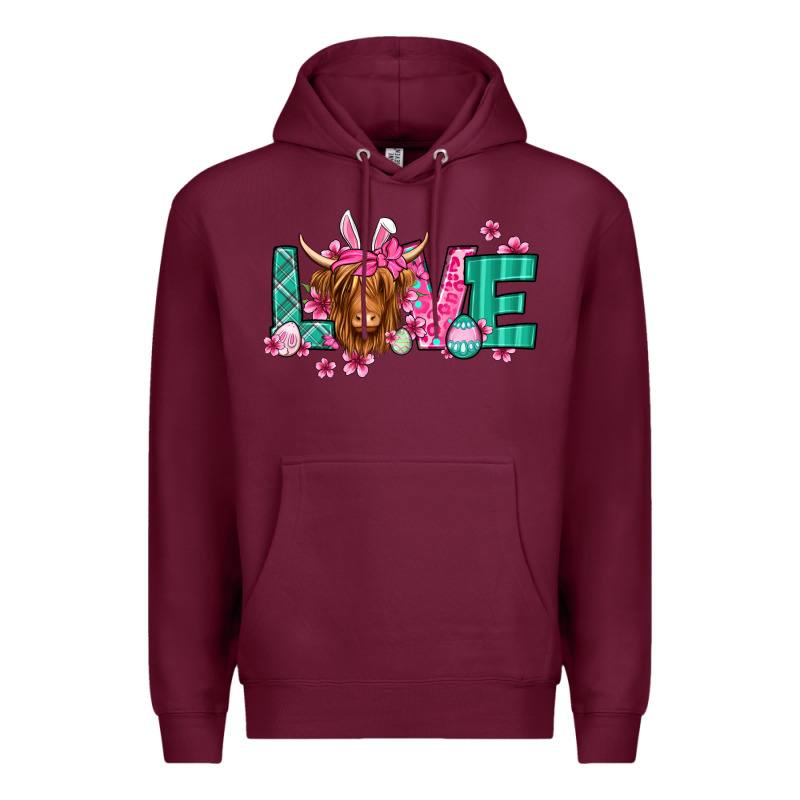 Love Easter Floral Longhaired Cow Premium Hoodie by Jasminsmagicworld | Teevron
