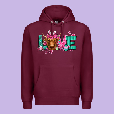 Love Easter Floral Longhaired Cow Premium Hoodie Designed By Jasminsmagicworld