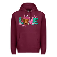 Burgundy love easter floral longhaired cow Premium Hoodie - Jasminsmagicworld