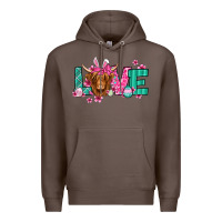 Coffee love easter floral longhaired cow Premium Hoodie - Jasminsmagicworld