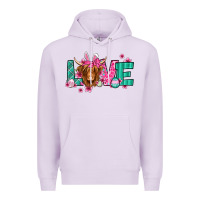 Lilac love easter floral longhaired cow Premium Hoodie - Jasminsmagicworld