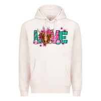 Pale Pink love easter floral longhaired cow Premium Hoodie - Jasminsmagicworld