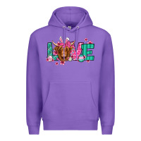 Purple love easter floral longhaired cow Premium Hoodie - Jasminsmagicworld