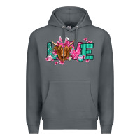 Rock love easter floral longhaired cow Premium Hoodie - Jasminsmagicworld