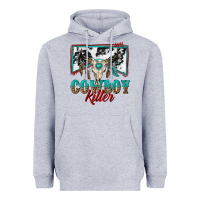 Heather Grey cowboy killer Heavyweight Hoodie - texasbilliewilder