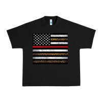 Black thin red line American flag leopard Urban Heavy Tee - Artiststas