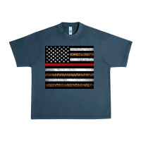 Midnight Navy thin red line American flag leopard Urban Heavy Tee - Artiststas