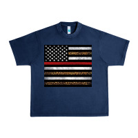 Navy thin red line American flag leopard Urban Heavy Tee - Artiststas