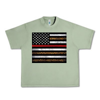 Oil Green thin red line American flag leopard Urban Heavy Tee - Artiststas