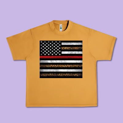 Thin Red Line American Flag Leopard Urban Heavy Tee Designed By Artiststas