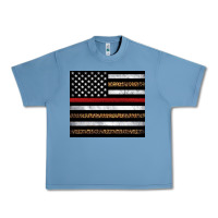 Pebble Blue thin red line American flag leopard Urban Heavy Tee - Artiststas