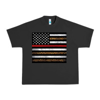Pigment Black thin red line American flag leopard Urban Heavy Tee - Artiststas
